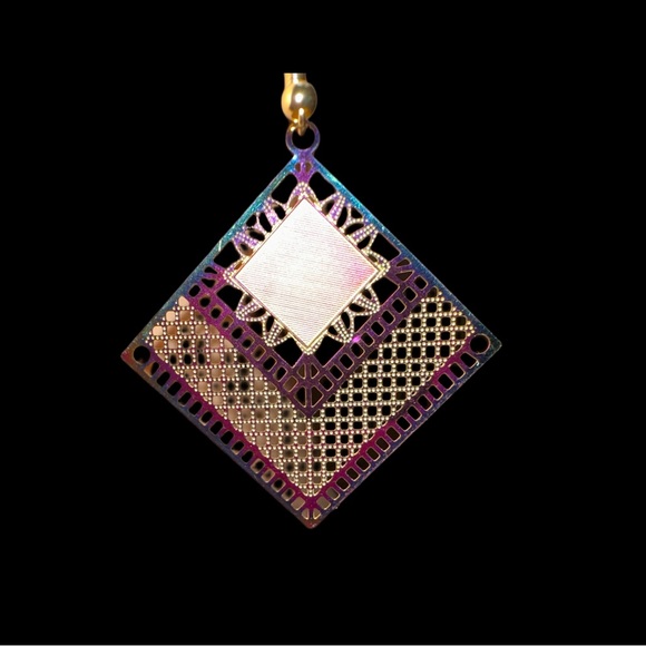 Filigree Square Wire Hook Earrings - Picture 2 of 6
